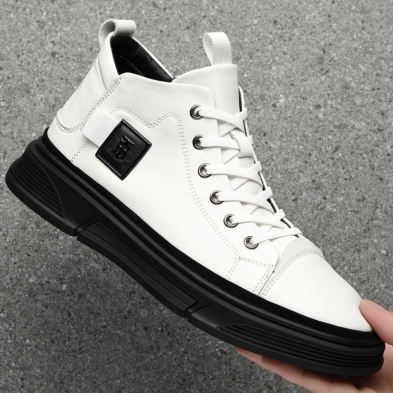 High-top Men's Shoes Winter Men's Leather Shoes Leather Casual foto 4