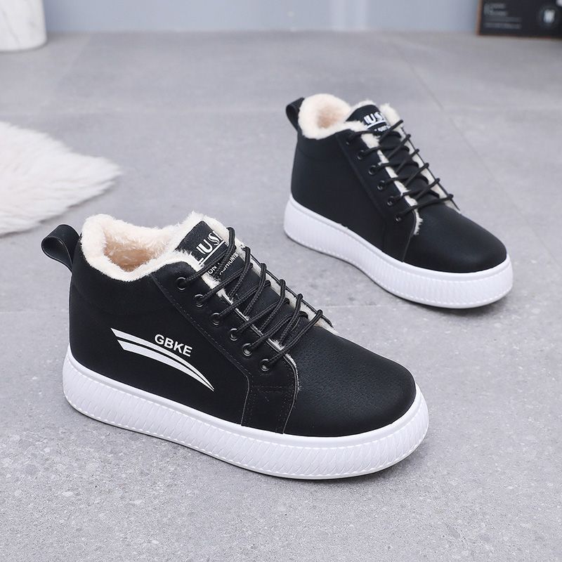 Warm Slugged Bottom Leather Surface Trendy High Top Cotton Boots foto 5
