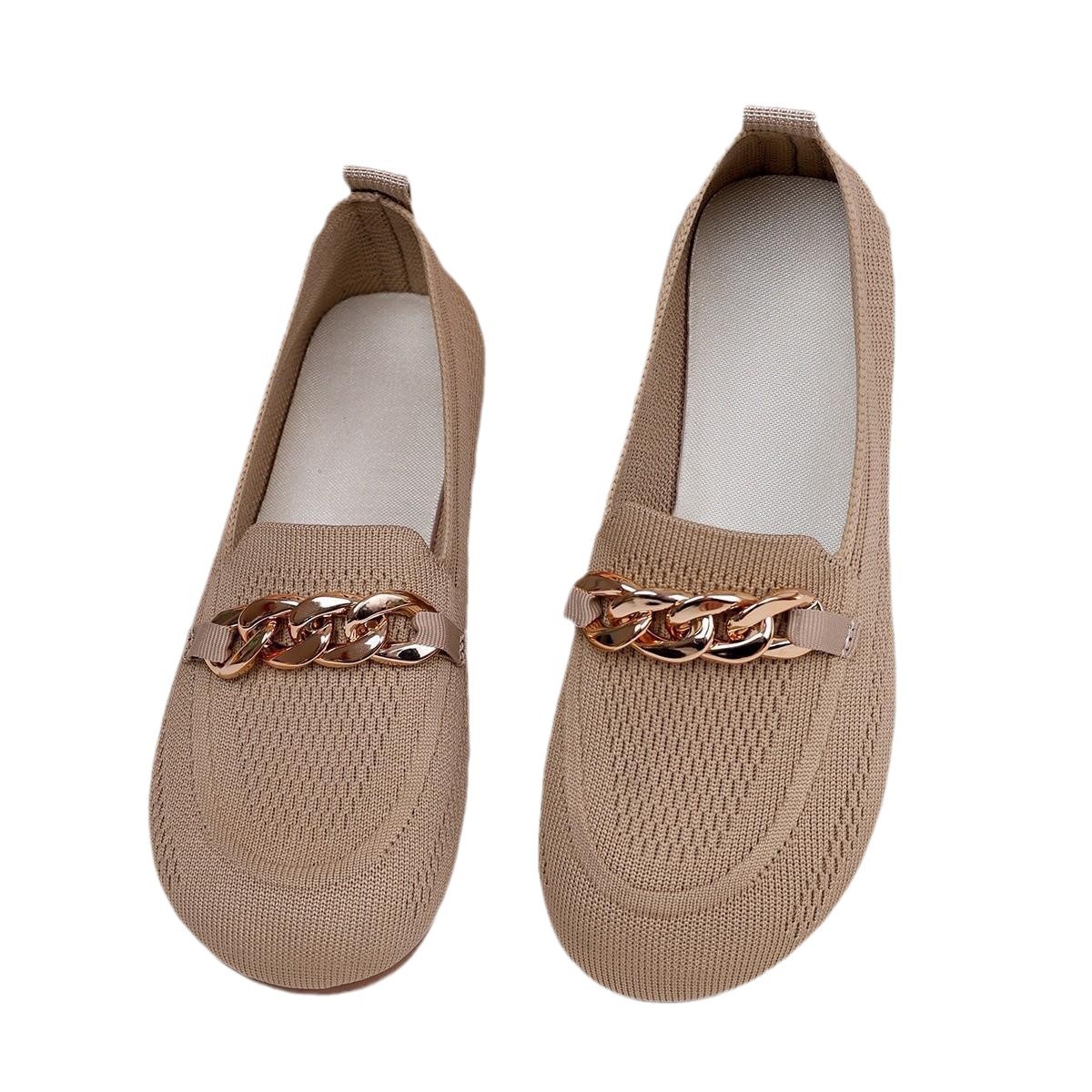 Womens Breathable Metal-chain Loafers With Soft Soles foto 4