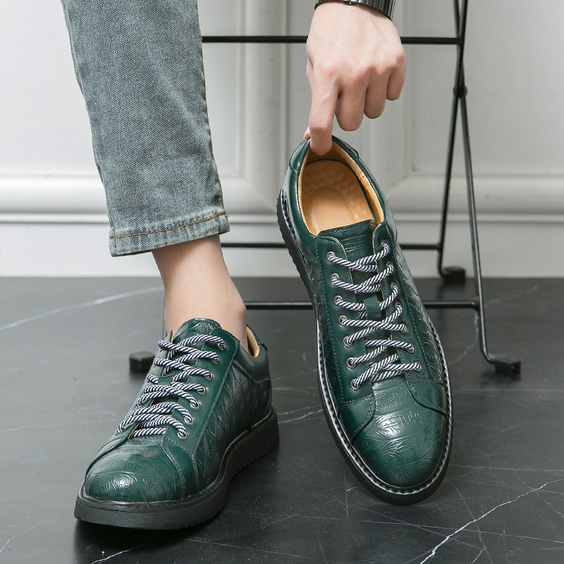 Men's Casual Leather Shoes Lace-up Flat Bottom Daily