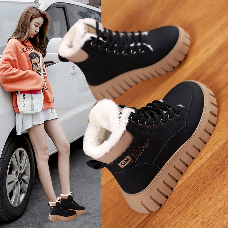 Womens High-top, Fleece-lined Dr Martensstyle Boots, Thick-soled And Casual foto 5