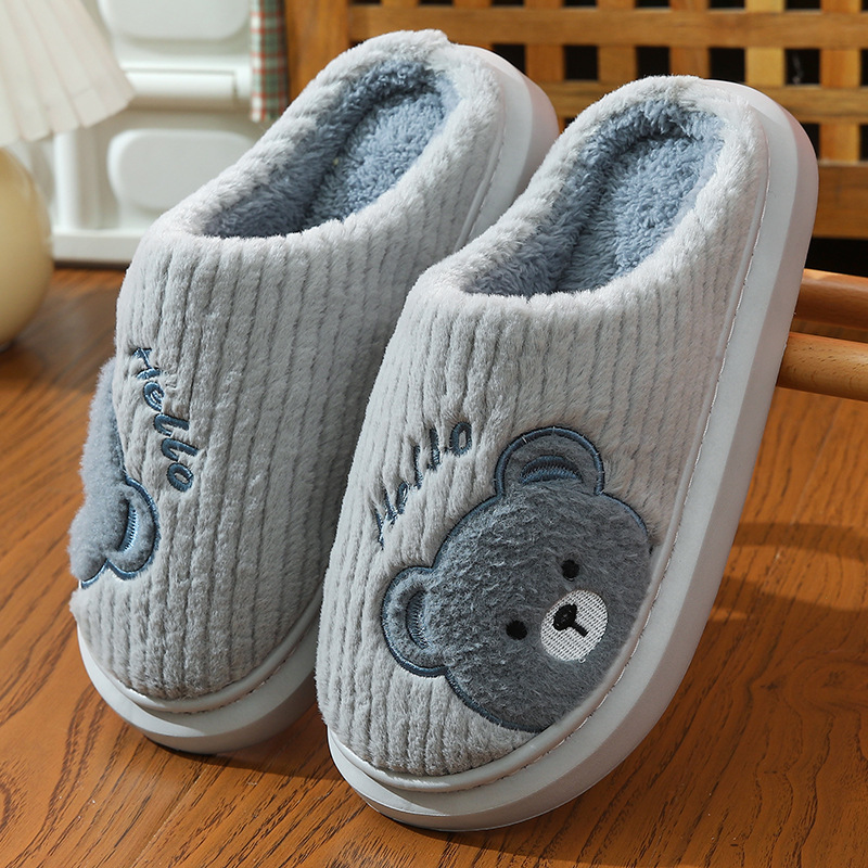 EVA Thick-soled Cotton Slippers Cartoon Bear Plush Cotton Slippers foto 4