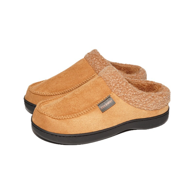 Household Winter Men's Warm Plush Fleece-Lined Thickened Non-slip Cotton Slippers foto 5