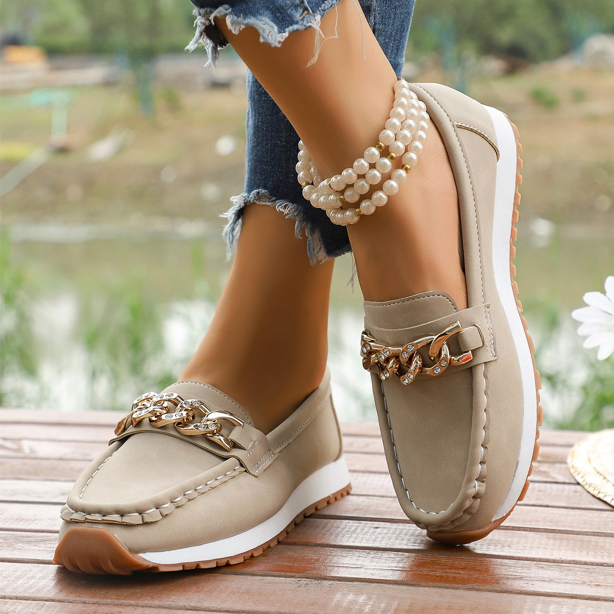 Round-toe Platform Fashion Casual Large-size Loafers For Women