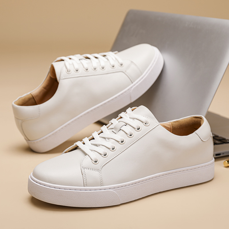 Spring Genuine Leather Breathable British Board Shoes Thick Sole Sporty Simplicity Comfort And Casual foto 3