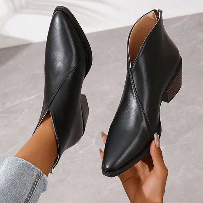 European And American Ladies Black Pointed Ankle Boots foto 3