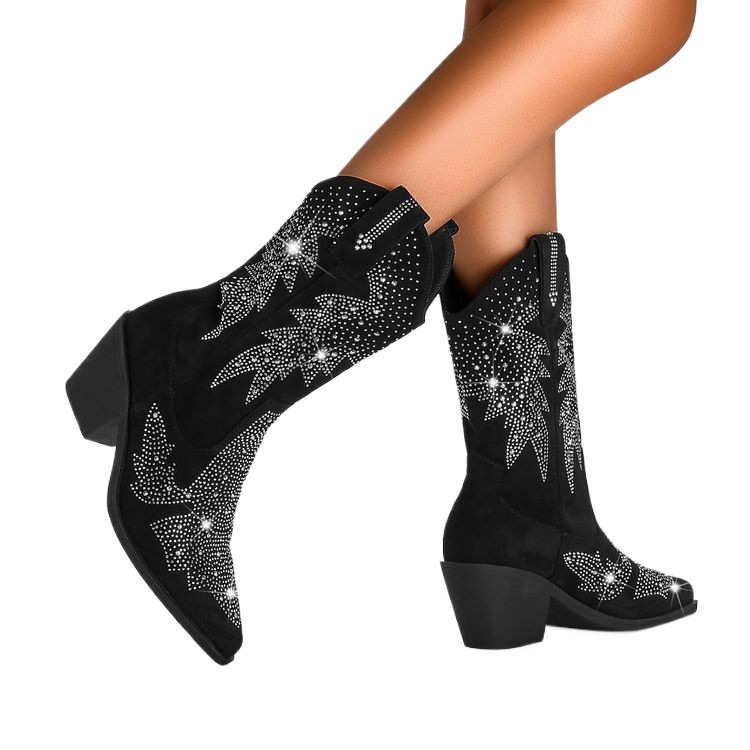 Shiny Rhinestone Booties Ankle Women foto 3