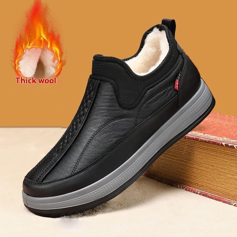 Winter Warm Fleece Snow Boots Round-toed Platform Ankle Boot Fashion Simple Non-slip Flat Cotton Shoes Men foto 2