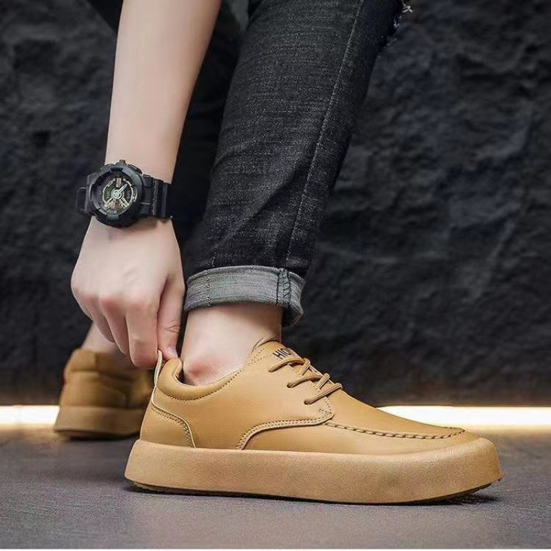 Casual Shoes Fashion Lace-up Shoes Lightweight Platform Leather Breathable Leather Shoes foto 2