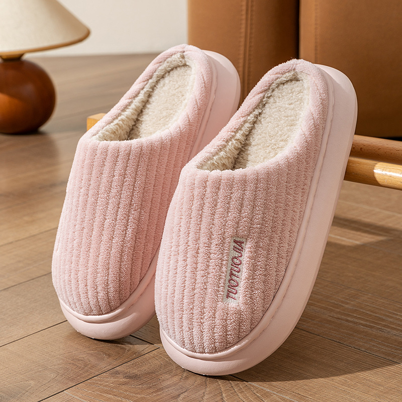 Ladies' Indoor Home Warm Fluffy Anti-slip Cotton Slippers foto 3