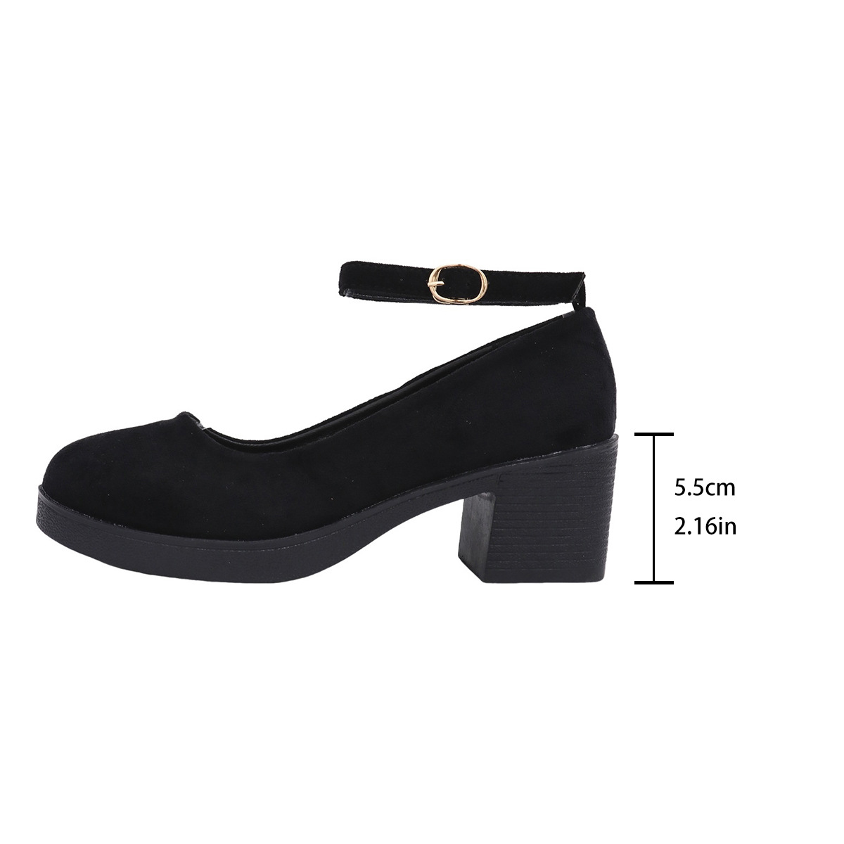 Chunky Heeled Suede Mary Jane Womens Shoes foto 3