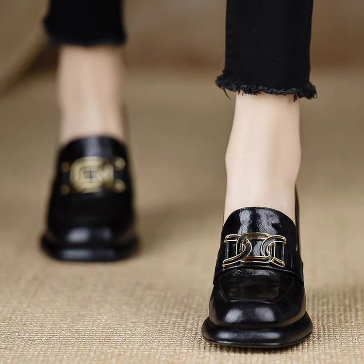British Style Round Head Thick Bottom Deep Mouth Pumps Women's Autumn New foto 4