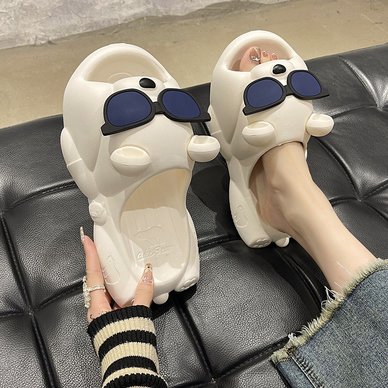 Cute Sunglasses Bear Slippers For Women, Summer Style foto 4