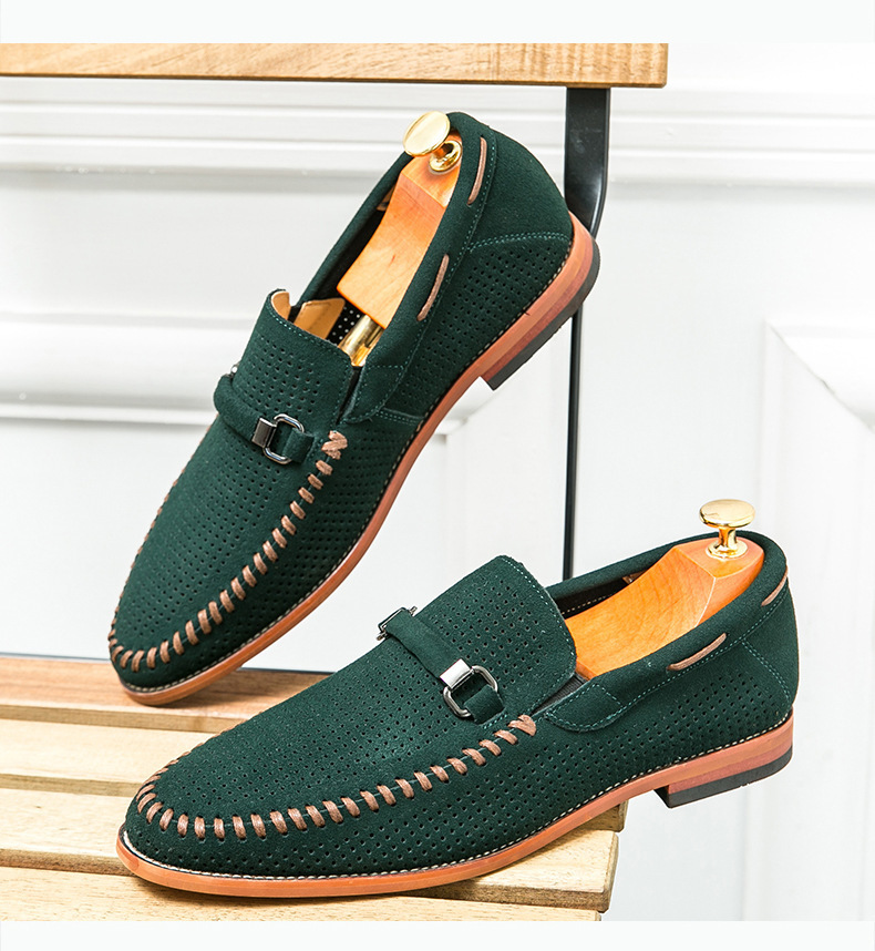 Punching Breathable Slip On Leather Shoes British foto 2