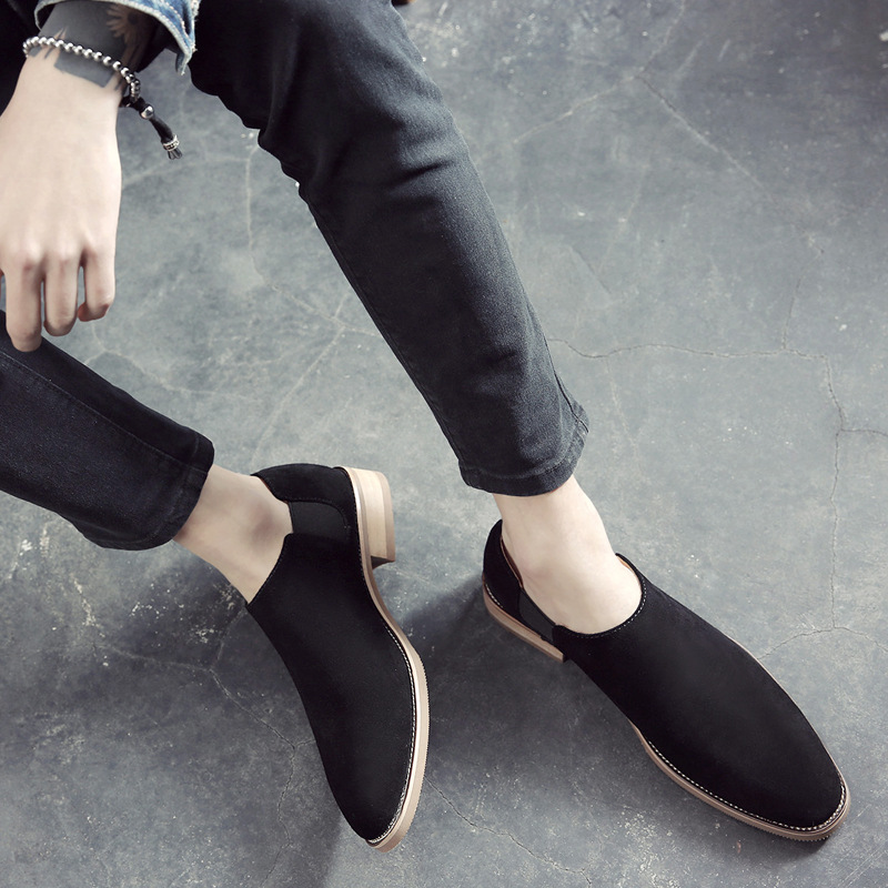 Korean Style Pointed Casual Shoes British Style Retro Suede foto 5