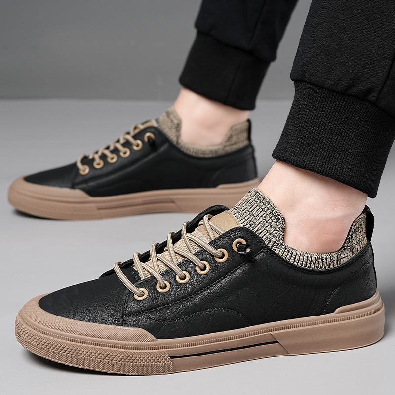 Men's Casual Leather Soft Sole Breathable Bean Shoes foto 4