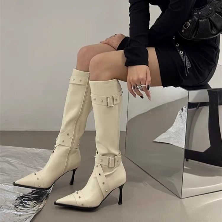 Women's All-Match Belt-Buckle Rivet Long Boots