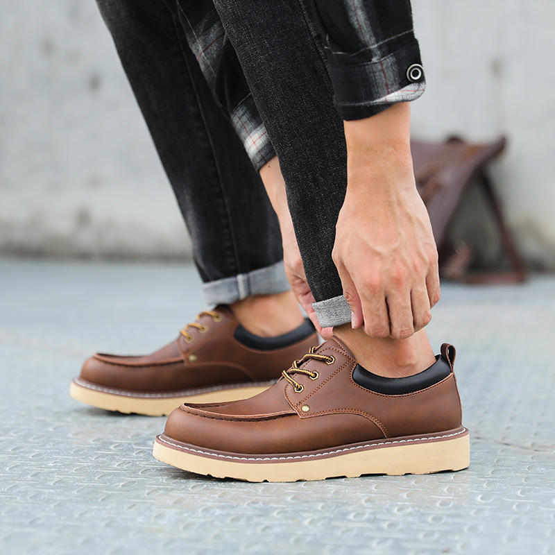 American Work Shoes Low-top Men's Martin Boots Big Head Leather Shoes Genuine Leather Shoes foto 3