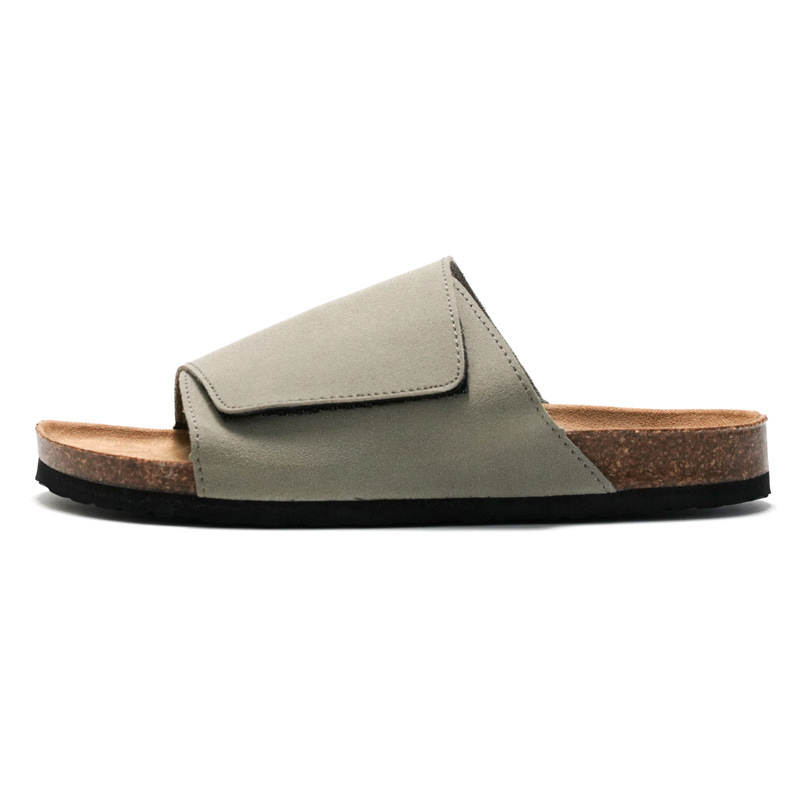 Cork Slippers Male Leather Version Platform Slippers Retro Slip-on Lazy Shoes foto 5