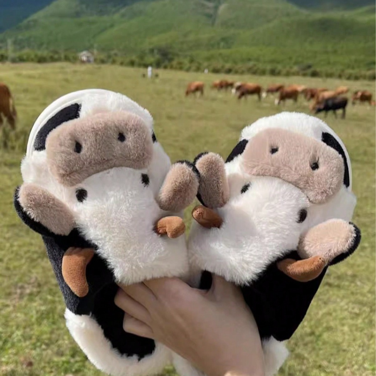 Female Cow Baotou Cotton Slippers foto 5
