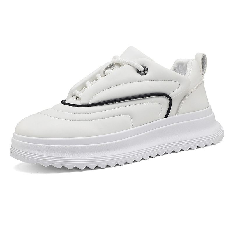 Versatile Student PU Leather Sports Height Increasing Leisure Thick Bottom Bread Shoes foto 5