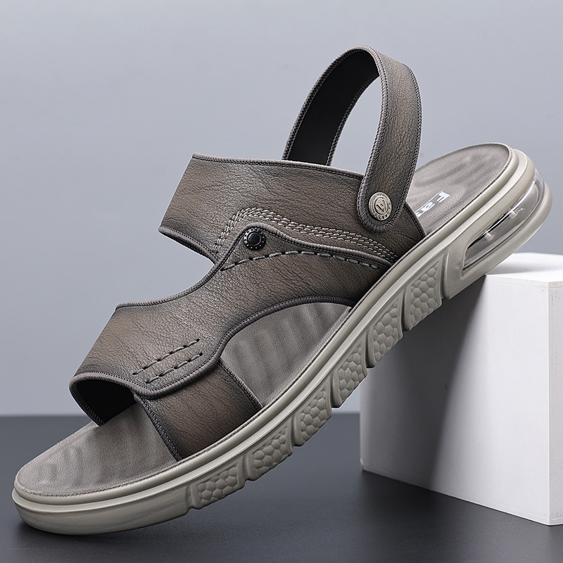 New Summer Genuine Leather Double Sole Middle-aged And Elderly Casual Beach Non-slip Men's Sandals foto 4