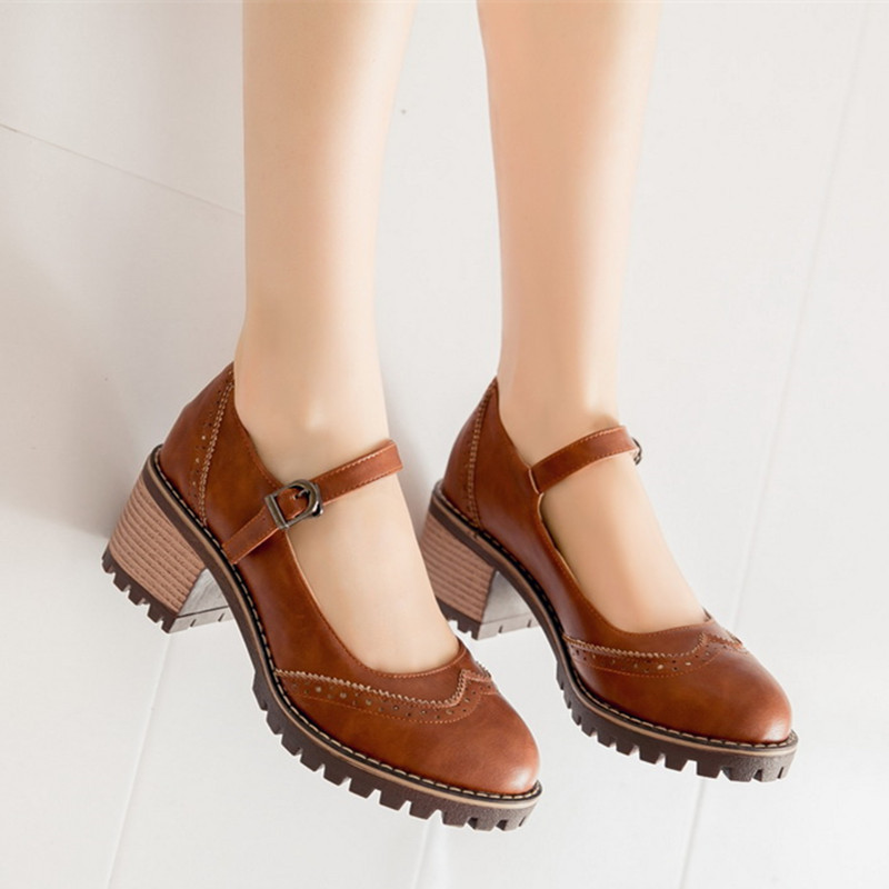British-style Retro Artistic Chic Chunky-heeled Low-cut Womens Shoes foto 5