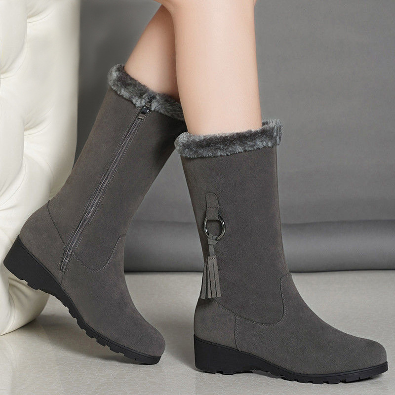 Long Furry Mouth Fleece-lined Martin Boots Autumn And Winter New foto 5