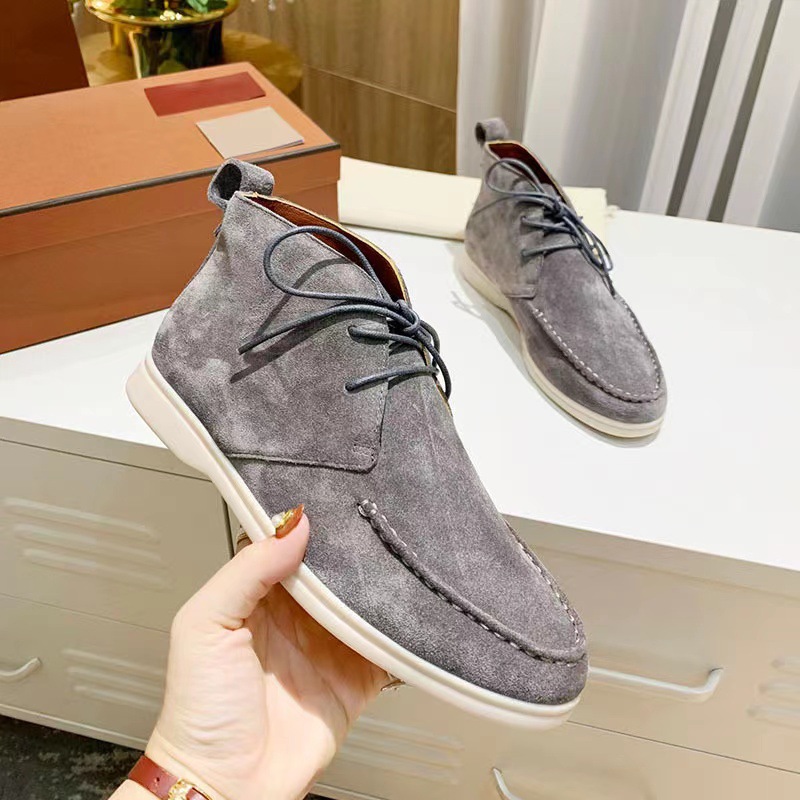 Men's Mid-top Flat Pumps Ankle Boots Lace-up foto 3
