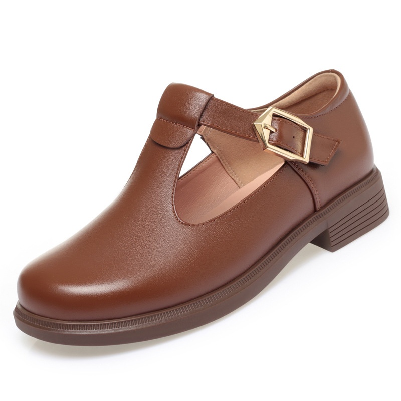 Round-toe Leather British-style Ready-to-ship Large-size Womens Shoes foto 3