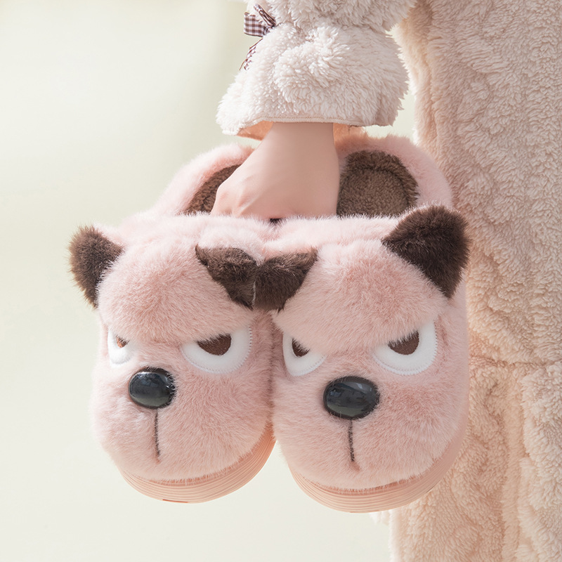 Warm And Cute Puppy Platform Non Slip Cotton Slippers foto 5