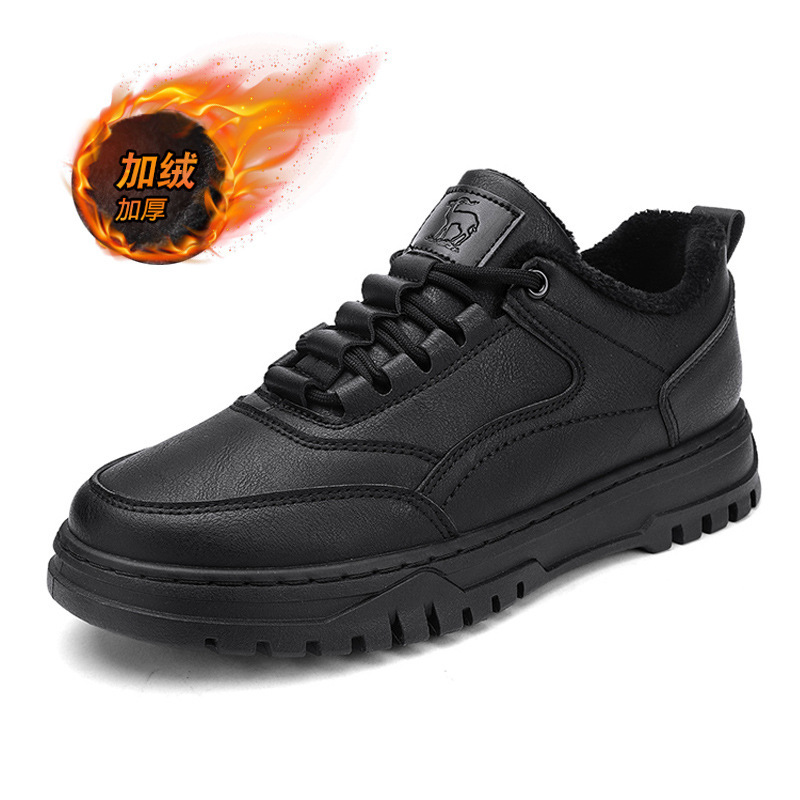 Autumn And Winter Low Top Brushed Thickened Warm Leisure Leather Shoes foto 3