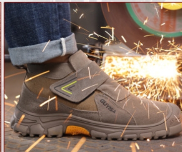 Fireproof Flower Safety Wear-resistant Steel Toe Cap Felt Buckle Welder Shoes foto 3