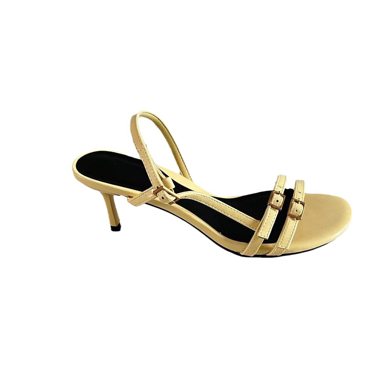 Summer New Women's Shoes Yellow Word Fashion Buckle High Heels foto 5