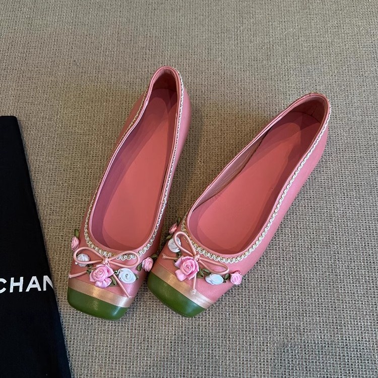 Square-toe Low-cut Womens Elevator Shoes With A Bow Slip-on Flat-soled Womens Shoes foto 2