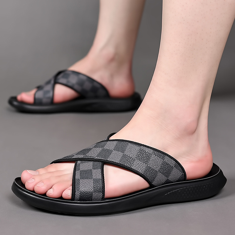Men's Checkered Beach Shoes Sandals For Outdoor Use foto 5