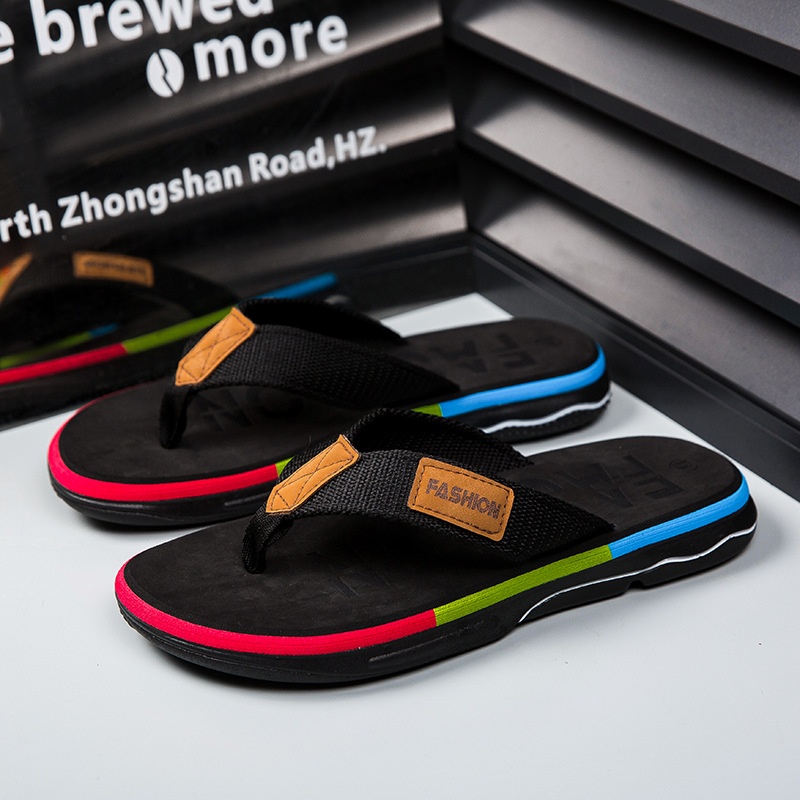 Men's Flip Flops Summer Outdoor Non-slip Soft Bottom Sandals Woven Belt Clip foto 5