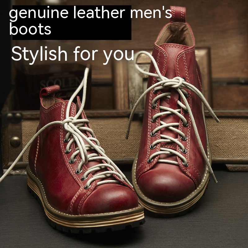 Men's Vintage Leather Big Toe Martin Boots foto 5