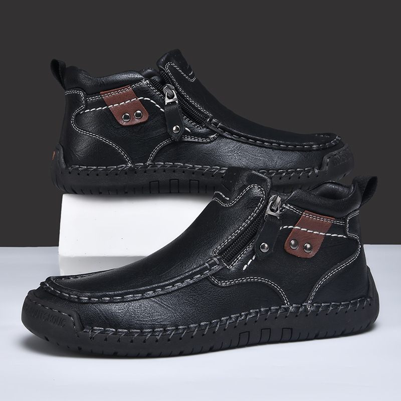 Slip-on Men's Short Boots Fashion Mid-Top Martin Boots foto 4