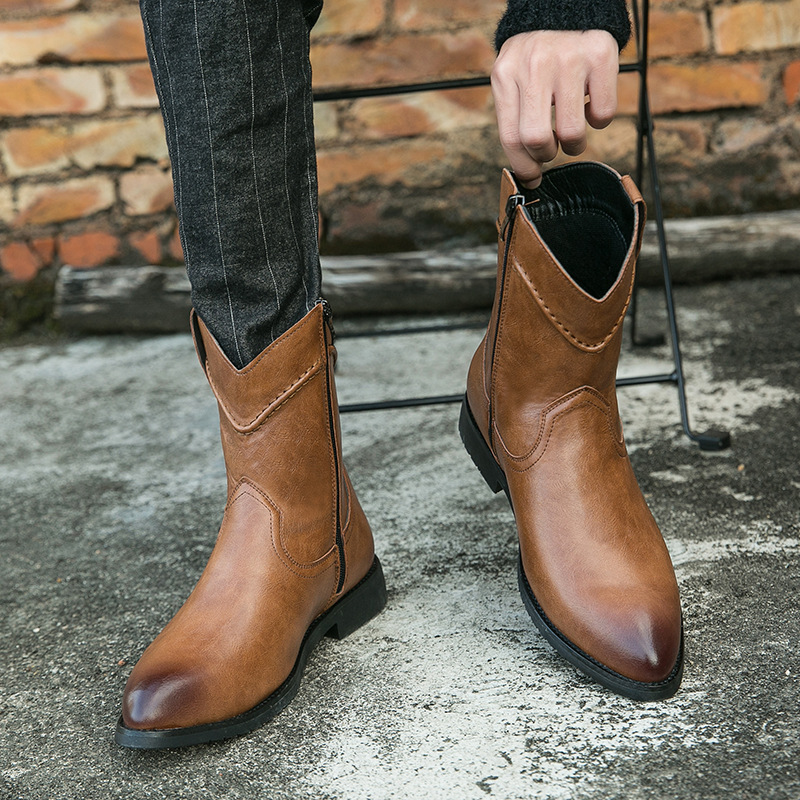 Retro High-top Leather Shoes Ankle Boots Casual foto 5