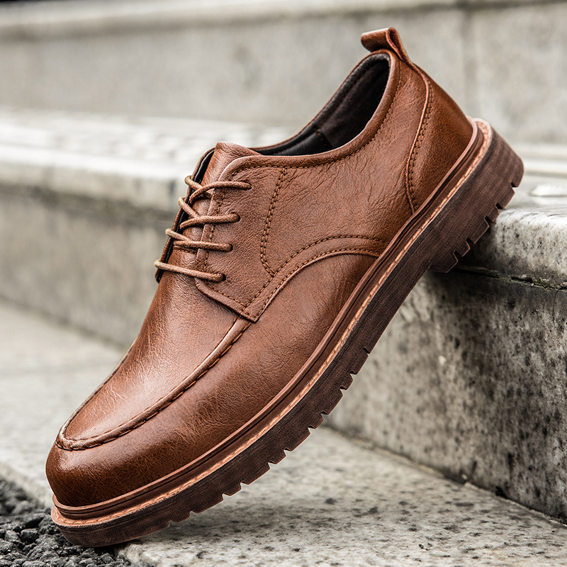Tooling Casual Leather Shoes All-matching British Leather Shoes foto 5