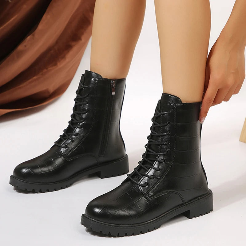 Martin Women's Leather Fashionable Motorcycle Military Boots foto 4