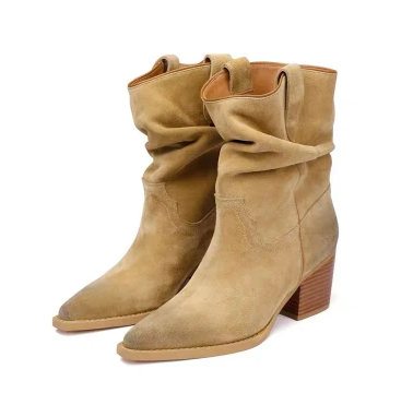 Womens Suede Pointed-toe Ankle Boots foto 5