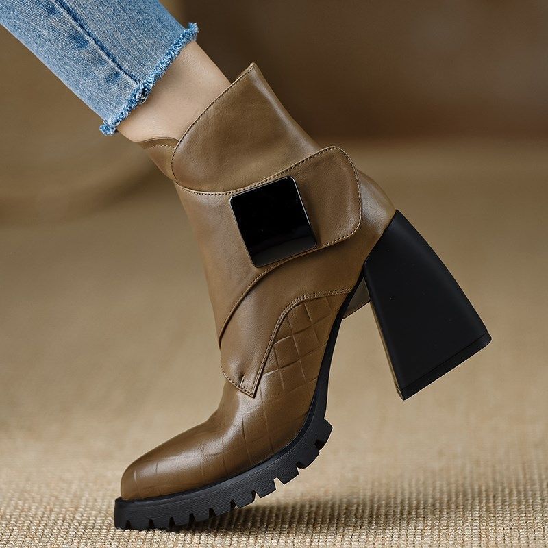 Retro Soft Sole Chunky Heel Ankle Boots For Women foto 4