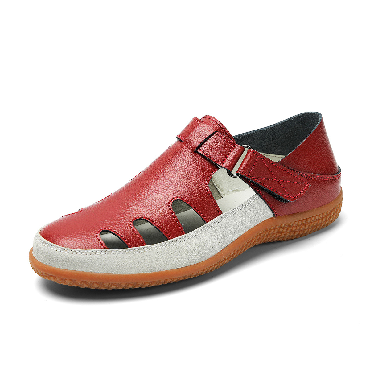 Plus Size Flat Heel Sandals Women's Toe Cap Hollow Breathable foto 4