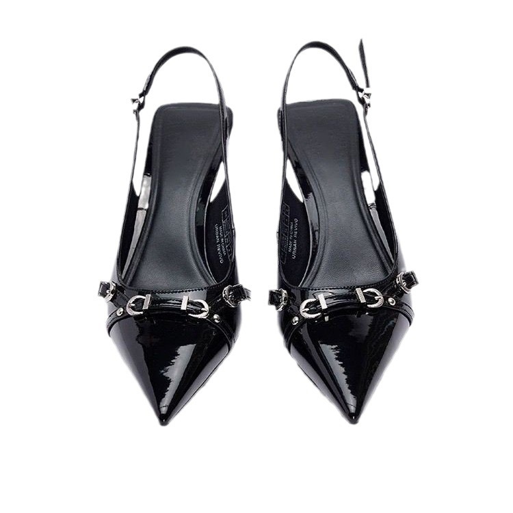 Simple Metal Buckle Pointed Shallow Mouth Stiletto Heel Women's High Heel Pumps foto 3