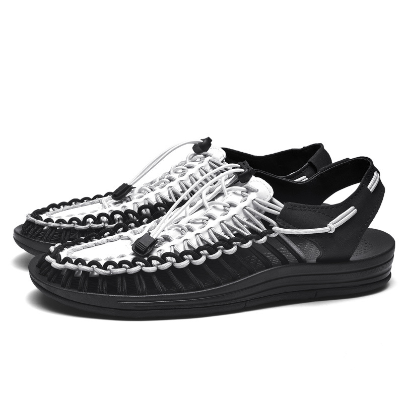 Plus-size Summer Handmade Woven Closed-toe Beach Sandals For Couples