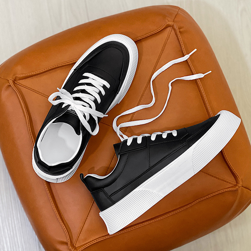 Men's Sports Height Increasing Leisure Solid Color All-match Thick Bottom Board Shoes foto 4