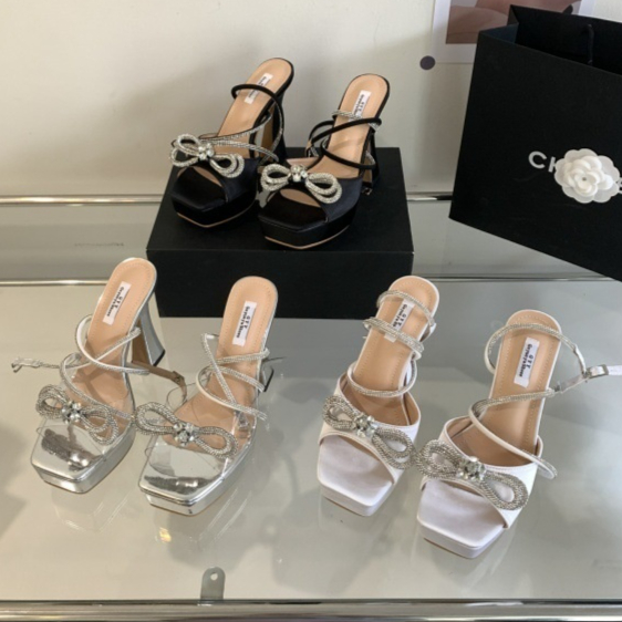Platform Rhinestone Bow High-heeled Sandals foto 2