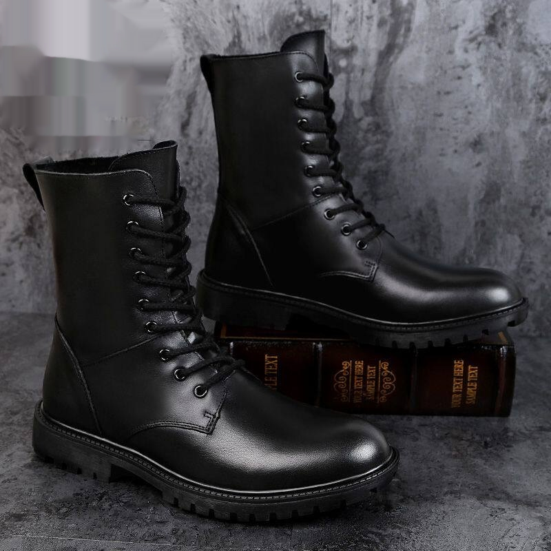 Men's Leather Winter Fleece-Lined British-Style Boots foto 4
